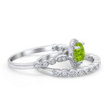 Art Deco Two Piece Wedding Ring Simulated Cubic Zirconia 925 Sterling Silver