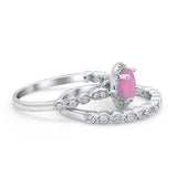 Art Deco Two Piece Wedding Ring Simulated Cubic Zirconia 925 Sterling Silver