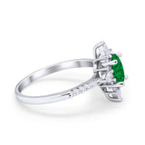 Vintage Oval Halo Wedding Ring Simulated Cubic Zirconia 925 Sterling Silver