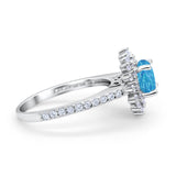 Halo Starburst Flower Wedding Ring Simulated Cubic Zirconia 925 Sterling Silver
