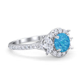 Halo Floral Wedding Ring Marquise Simulated Cubic Zirconia 925 Sterling Silver