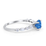 Art Deco Solitaire Wedding Ring Simulated Cubic Zirconia 925 Sterling Silver