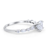 Art Deco Solitaire Wedding Ring Simulated Cubic Zirconia 925 Sterling Silver