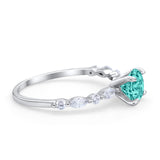 Art Deco Solitaire Wedding Ring Simulated Cubic Zirconia 925 Sterling Silver