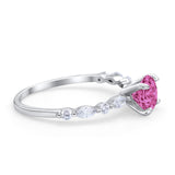 Art Deco Solitaire Wedding Ring Simulated Cubic Zirconia 925 Sterling Silver