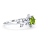 Art Deco Dainty Wedding Ring Round Simulated Cubic Zirconia 925 Sterling Silver