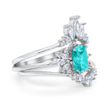 Trio Set Wedding Ring Piece Simulated Cubic Zirconia 925 Sterling Silver