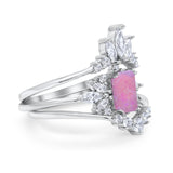 Trio Set Wedding Ring Piece Simulated Cubic Zirconia 925 Sterling Silver