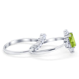 Vintage Two Piece Wedding Ring Simulated Cubic Zirconia 925 Sterling Silver