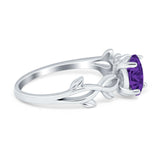 Oval Solitaire Art Deco Wedding Ring Simulated Cubic Zirconia 925 Sterling Silver