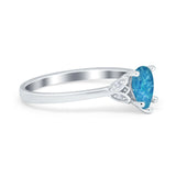 Art Deco Teardrop Engagement Ring Simulated Cubic Zirconia 925 Sterling Silver