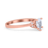 Art Deco Teardrop Engagement Ring Simulated Cubic Zirconia 925 Sterling Silver