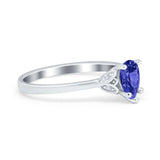 Art Deco Teardrop Engagement Ring Simulated Cubic Zirconia 925 Sterling Silver