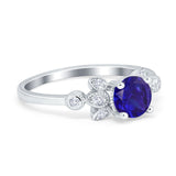 Vintage Style Round Simulated Cubic Zirconia Wedding Ring 925 Sterling Silver