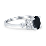 Vintage Style Oval Engagement Ring Simulated Cubic Zirconia 925 Sterling Silver