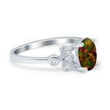 Vintage Style Oval Engagement Ring Simulated Cubic Zirconia 925 Sterling Silver