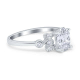 Vintage Style Oval Engagement Ring Simulated Cubic Zirconia 925 Sterling Silver