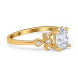 Vintage Style Oval Engagement Ring Simulated Cubic Zirconia 925 Sterling Silver