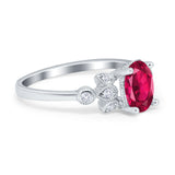 Vintage Style Oval Engagement Ring Simulated Cubic Zirconia 925 Sterling Silver