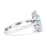 Halo Teardrop Engagement Ring Simulated Cubic Zirconia 925 Sterling Silver