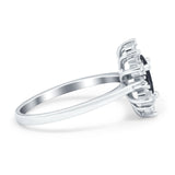 Halo Teardrop Engagement Ring Simulated Cubic Zirconia 925 Sterling Silver