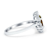 Halo Teardrop Engagement Ring Simulated Cubic Zirconia 925 Sterling Silver