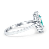 Halo Teardrop Engagement Ring Simulated Cubic Zirconia 925 Sterling Silver