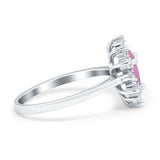 Halo Teardrop Engagement Ring Simulated Cubic Zirconia 925 Sterling Silver