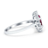 Halo Teardrop Engagement Ring Simulated Cubic Zirconia 925 Sterling Silver