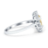Halo Teardrop Engagement Ring Simulated Cubic Zirconia 925 Sterling Silver