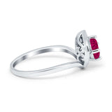 Filigree Engagement Ring Round Simulated Cubic Zirconia 925 Sterling Silver