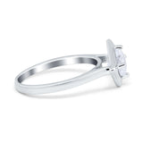 Round Solitaire Engagement Ring Simulated Cubic Zirconia 925 Sterling Silver