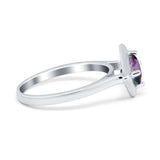 Round Solitaire Engagement Ring Simulated Cubic Zirconia 925 Sterling Silver