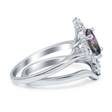 Two Piece Art Deco Engagement Ring Simulated Cubic Zirconia 925 Sterling Silver
