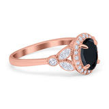 Oval Art Deco Engagement Ring Round Simulated Cubic Zirconia 925 Sterling Silver