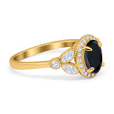 Oval Art Deco Engagement Ring Round Simulated Cubic Zirconia 925 Sterling Silver