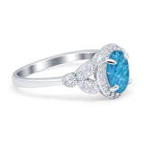 Oval Art Deco Engagement Ring Round Simulated Cubic Zirconia 925 Sterling Silver