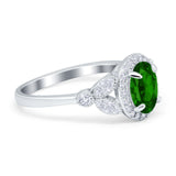 Oval Art Deco Engagement Ring Round Simulated Cubic Zirconia 925 Sterling Silver