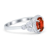 Oval Art Deco Engagement Ring Round Simulated Cubic Zirconia 925 Sterling Silver