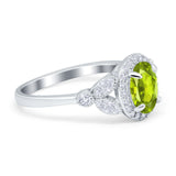 Oval Art Deco Engagement Ring Round Simulated Cubic Zirconia 925 Sterling Silver