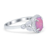 Oval Art Deco Engagement Ring Round Simulated Cubic Zirconia 925 Sterling Silver