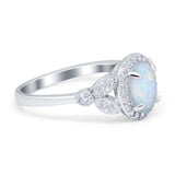 Oval Art Deco Engagement Ring Round Simulated Cubic Zirconia 925 Sterling Silver