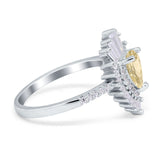 Pear Engagement Ring Baguette Simulated Cubic Zirconia 925 Sterling Silver