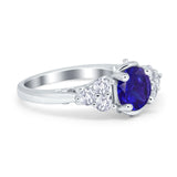 Filigree Wedding Ring Round Simulated Cubic Zirconia 925 Sterling Silver