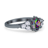 Filigree Wedding Ring Round Simulated Cubic Zirconia 925 Sterling Silver