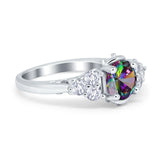 Filigree Wedding Ring Round Simulated Cubic Zirconia 925 Sterling Silver