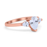 Three Stone Teardrop Engagement Ring Simulated Cubic Zirconia 925 Sterling Silver