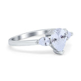 Three Stone Teardrop Engagement Ring Simulated Cubic Zirconia 925 Sterling Silver