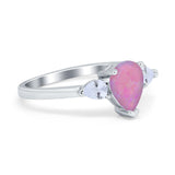 Three Stone Teardrop Engagement Ring Simulated Cubic Zirconia 925 Sterling Silver