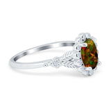 Vintage Oval Engagement Ring Simulated Cubic Zirconia 925 Sterling Silver